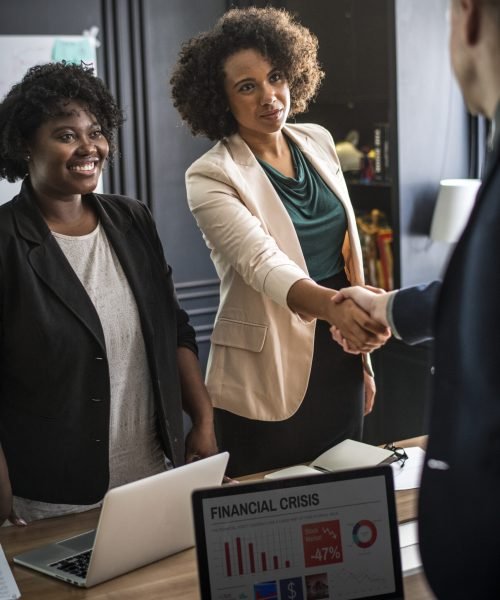 Business partners shaking hands in agreement